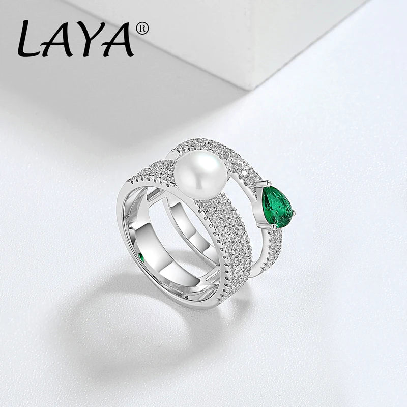 Inel cu perle LAYA Jewelry R29189 - Argint 925 7,48g Verde
