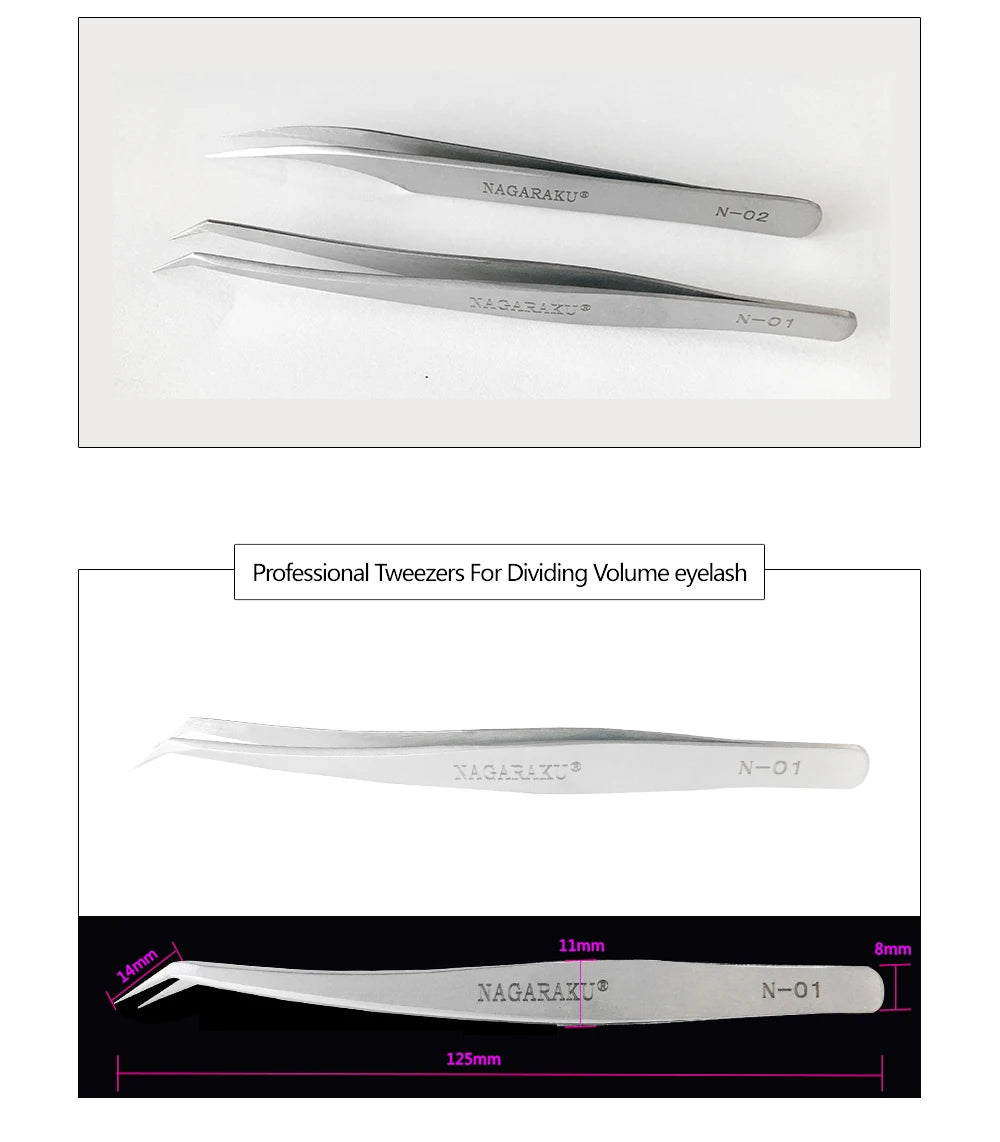 NAGARAKU Wimpernverlängerung Pinzette Makeup Edelstahl Wimpern 3D Präzise Clip