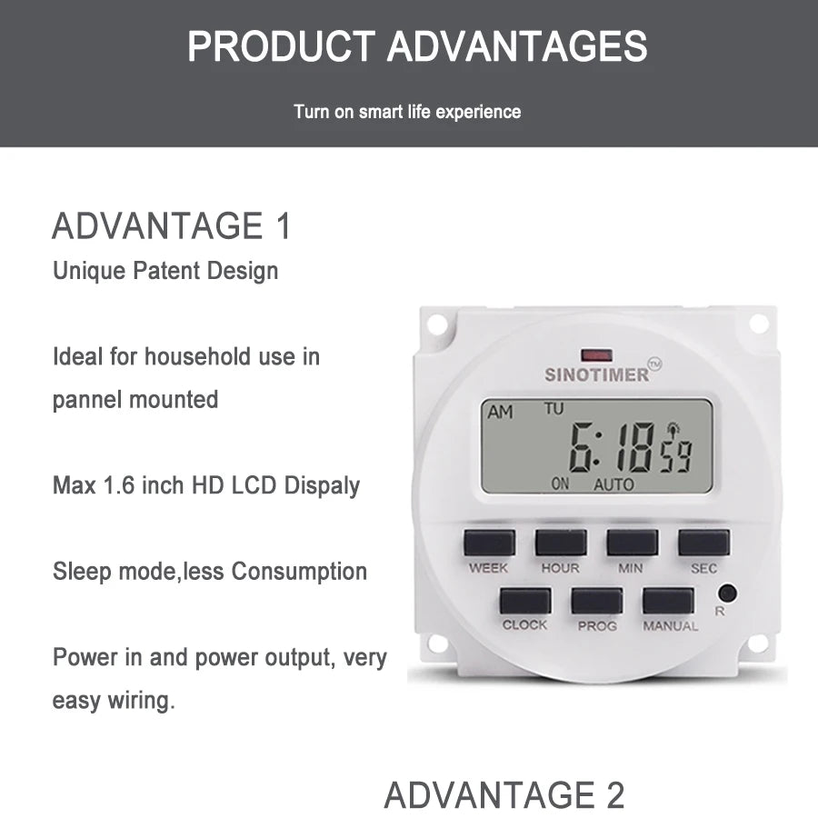 TM618SH 1 Second Interval 5V 12V 24V 110V 220V Digital LCD Timer Switch 7 Days Weekly Programmable Time Relay With Countdown