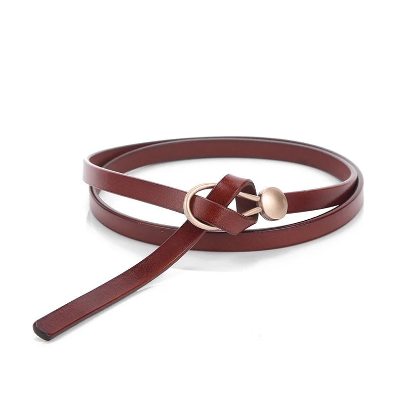 Designer Belts For Women Genuine Leather Knot Dress Belt Long Thin Waistband Gold Buckle Black Ceinture Femme Easy Cummerbunds