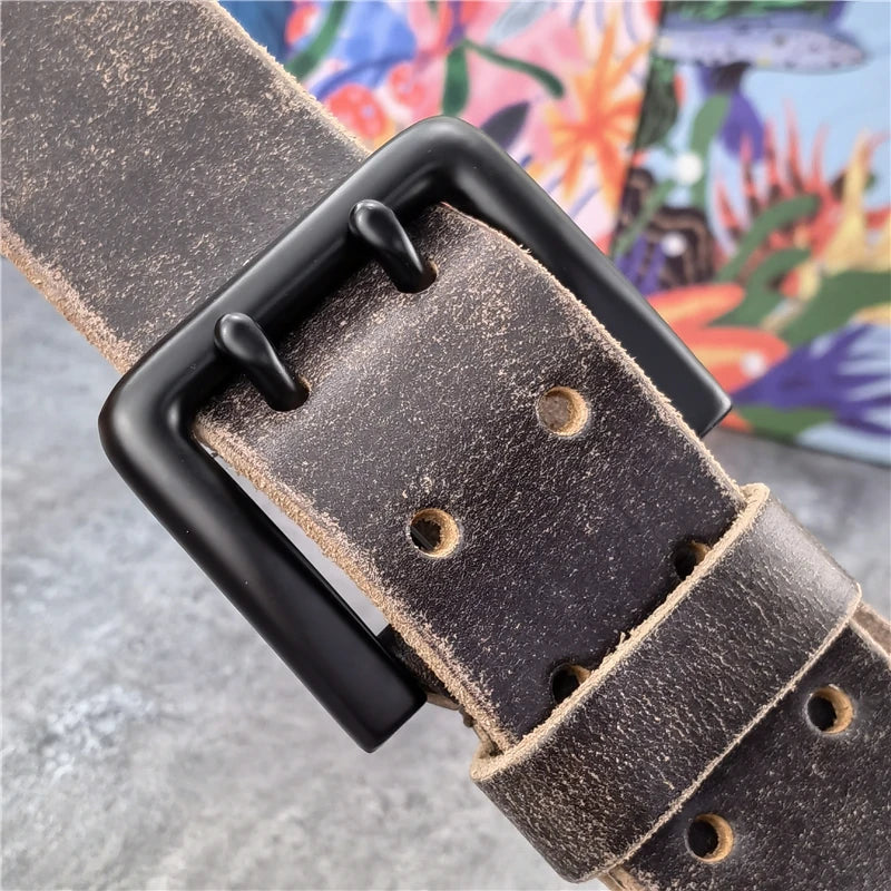 Herren Ledergürtel 2025 - Super Wide 4.2CM Luxury Thick Genuine Leather Double Buckle