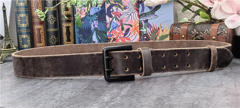 Herren Ledergürtel 2025 - Super Wide 4.2CM Luxury Thick Genuine Leather Double Buckle