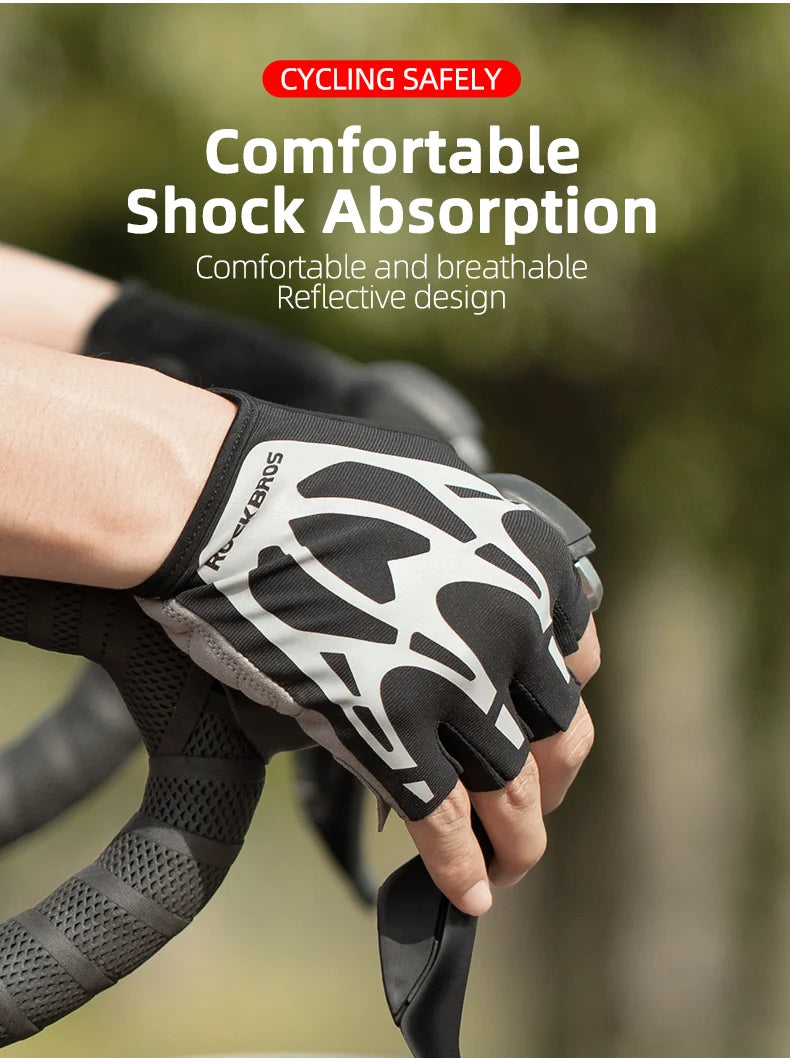 ROCKBROS Radfahrrhandschuhe Halbfinger Schockresistent Abriebfest Atmungsaktiv MTB Straßenfahrrad Handschuhe Männer Frauen Sportfahrrad Ausrüstung