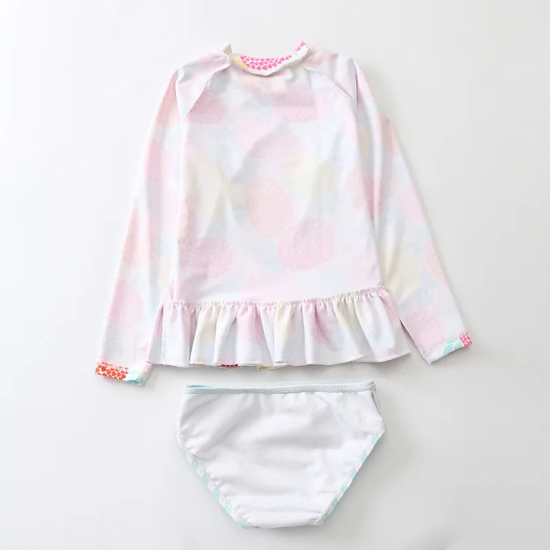 Kinder-Badeanzug 2025: KLEINE KINDER Einhorn Rash Guards Langarm - Zweiteilige Kinder Schwimmkleidung Strand Baby Mädchen UV-Schutz
