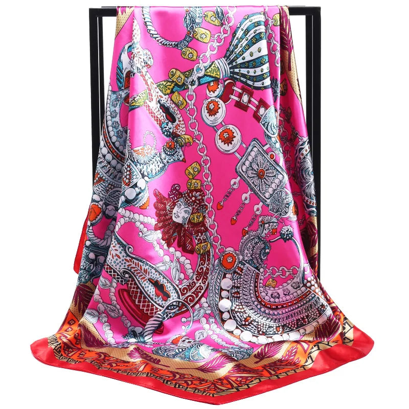 SENAIFE Satin-Schal Elegant - 90x90cm Polyester Leicht