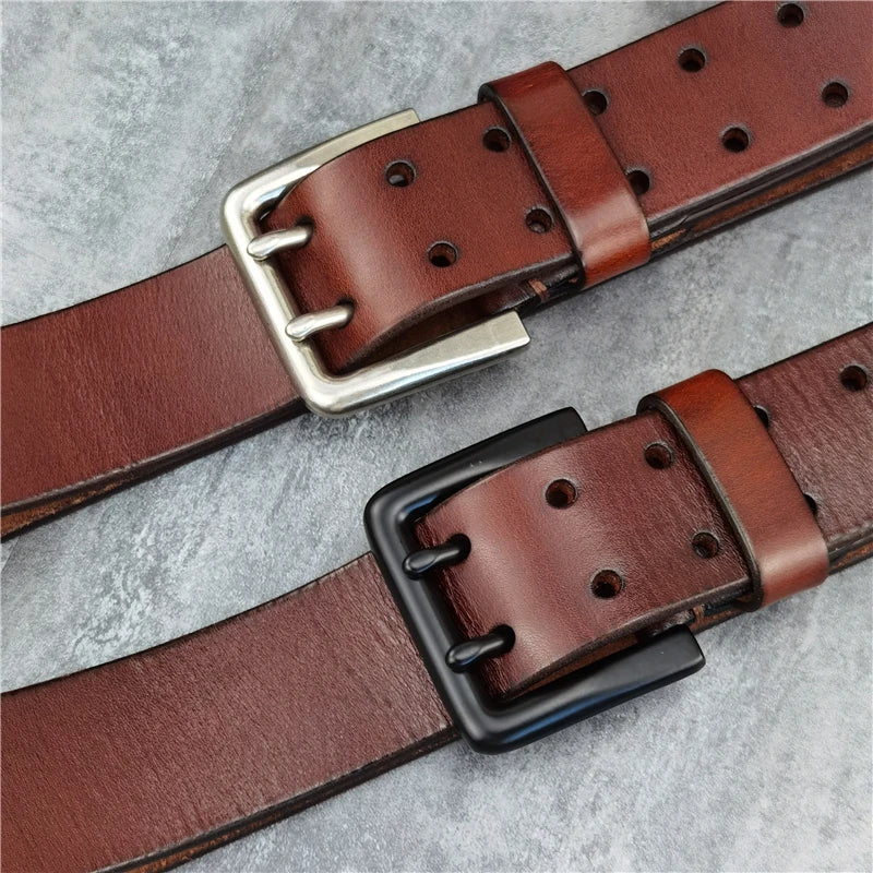 Herren Ledergürtel 2025 - Super Wide 4.2CM Luxury Thick Genuine Leather Double Buckle