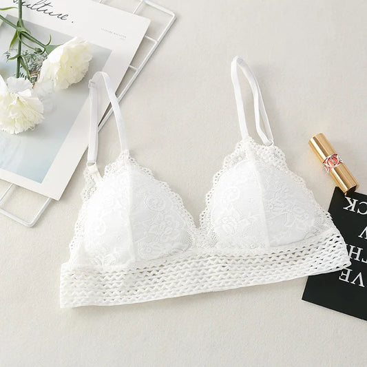 BH 2025: fenlandwell Floral Lace Bralette Girls Non-Wire Push Up Bras - For Women Soft elegant Intimates Brassiere V-neck Lingerie Female Underwear Collection