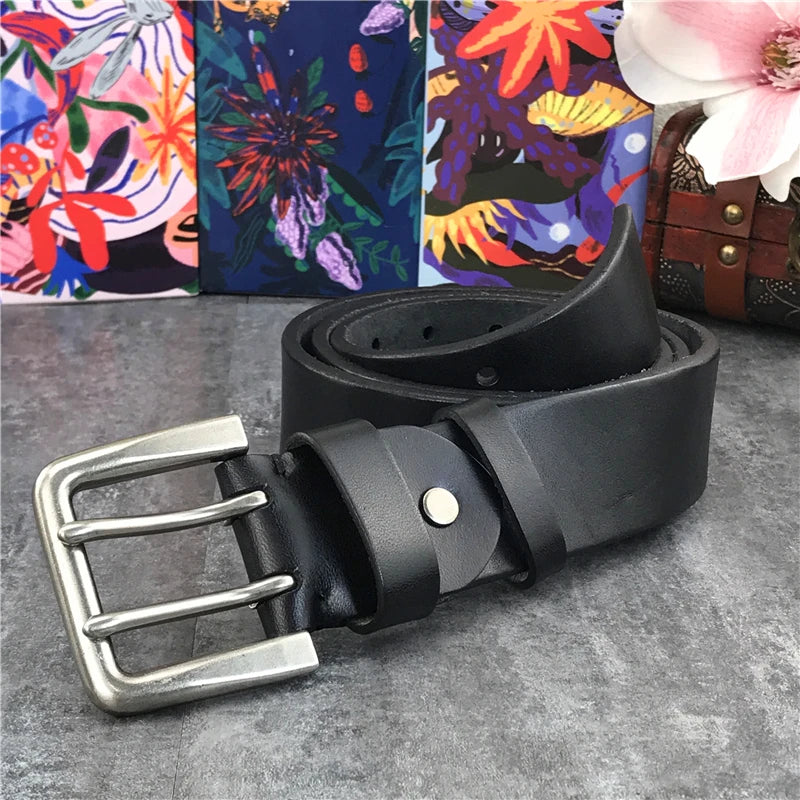 Herren Ledergürtel 2025 - Super Wide 4.2CM Luxury Thick Genuine Leather Double Buckle