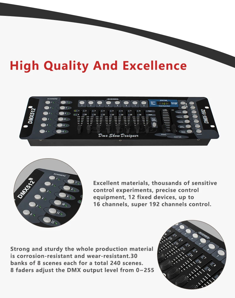 DMX SHEHDS 1024 Controller/192 Console Für Par Lighting Moving Head Light Internationaler Standard DJ Disco Hochzeiten Konzerte