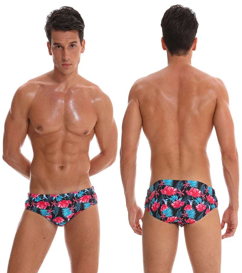 Datifer Summer Mens Shorts Swim Briefs Beach Sexy Removed Breathable Pad Printing Plus Size Bermudas Masculina Swimming Shorts