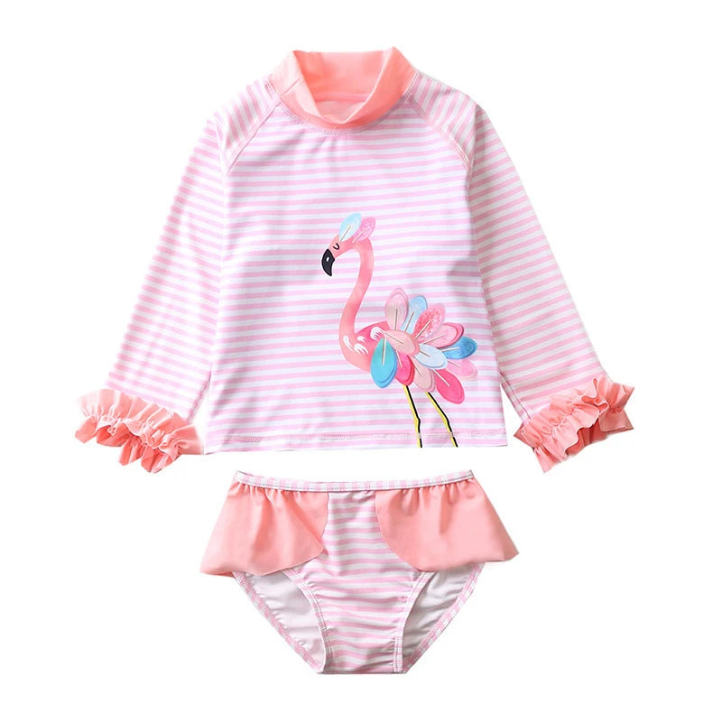 Kinder-Badeanzug 2025: KLEINE KINDER Einhorn Rash Guards Langarm - Zweiteilige Kinder Schwimmkleidung Strand Baby Mädchen UV-Schutz