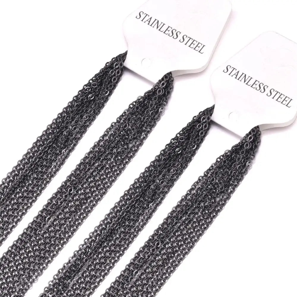 Edelstahl Halsketten 2025 - LUXUSTEEL 10Pcs/Lot 2mm/1mm O-Form Rolo-Link Cuban DIY Jewelry