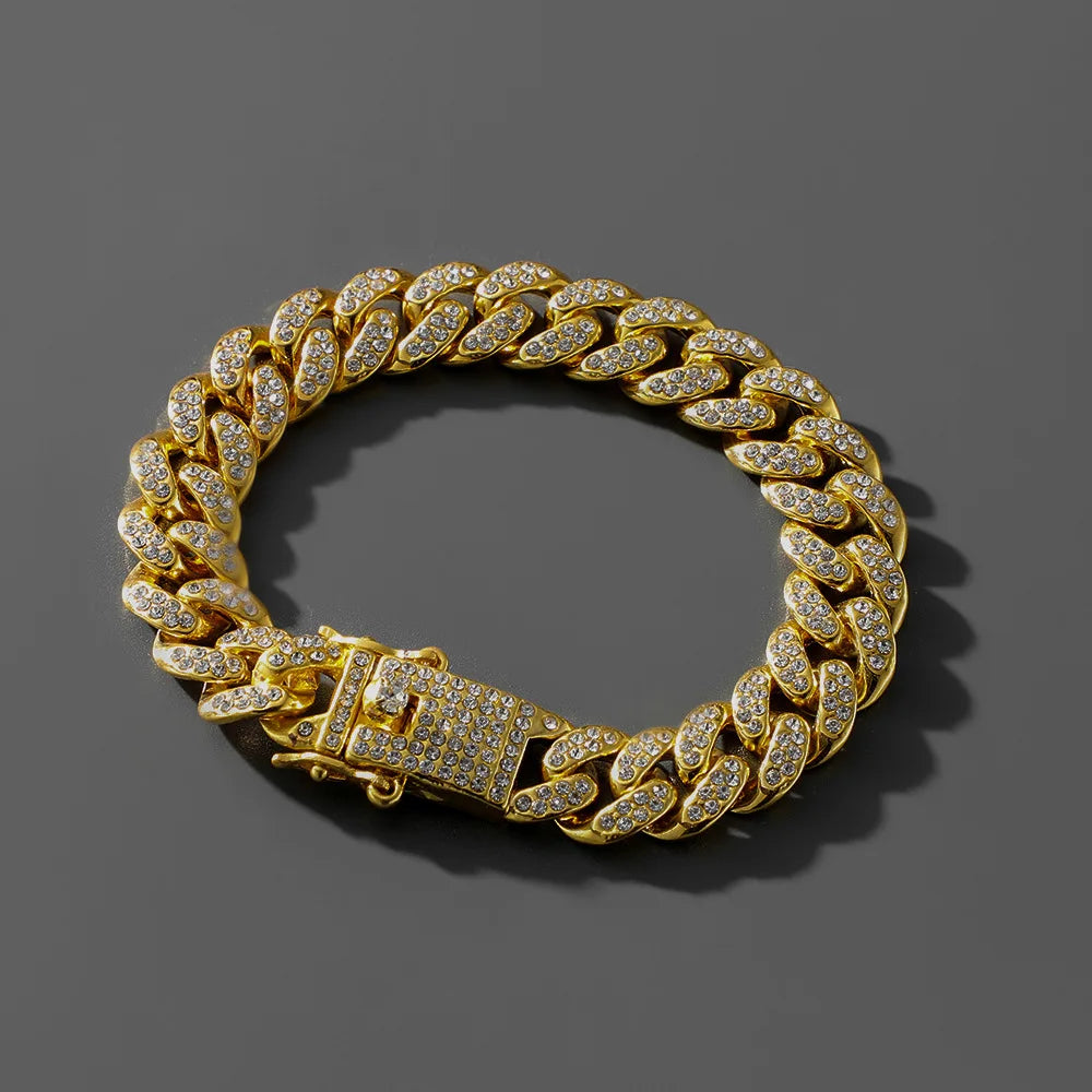 Luxus Mode Punk Strass Armband Für Frauen Männer Hiphop Cuban Link Armbänder Einfach Design Golden Silber Farbe Schmuck Geschenk