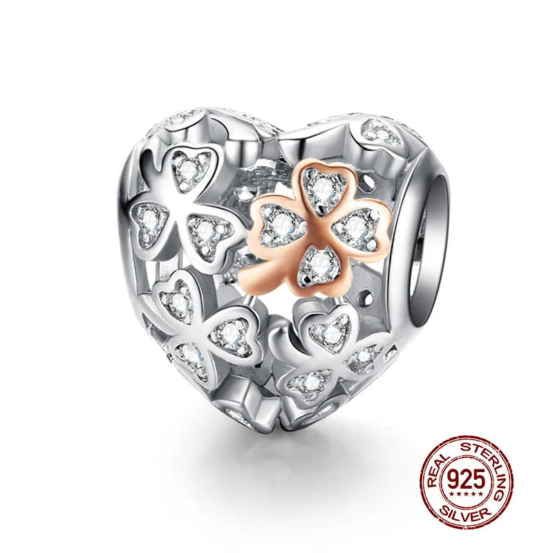 Sterling Silber Anhänger: WOSTU 925 DIY Armband Charms AAA Cubic Zirkonia - Haustier Kamera Biene Kaffee Marienkäfer Perlen Original 1.9g