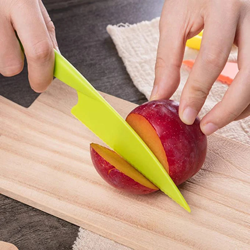 Kid Plastic Kitchen Knife Set Children's Safe Cooking Chef Nylon Knives For Fruit Bread Cake Salad Lettuce Knife