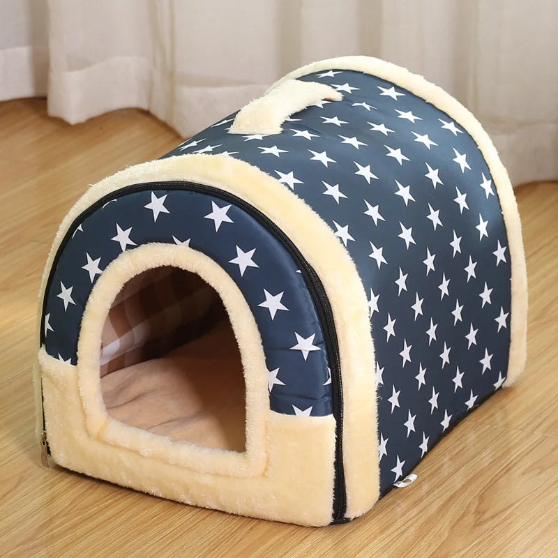 Indoor Dog House Soft Cozy Dog Cave Bed Foldable Removable Warm House Nest With Mat For Small Medium Cats Animals Kennel