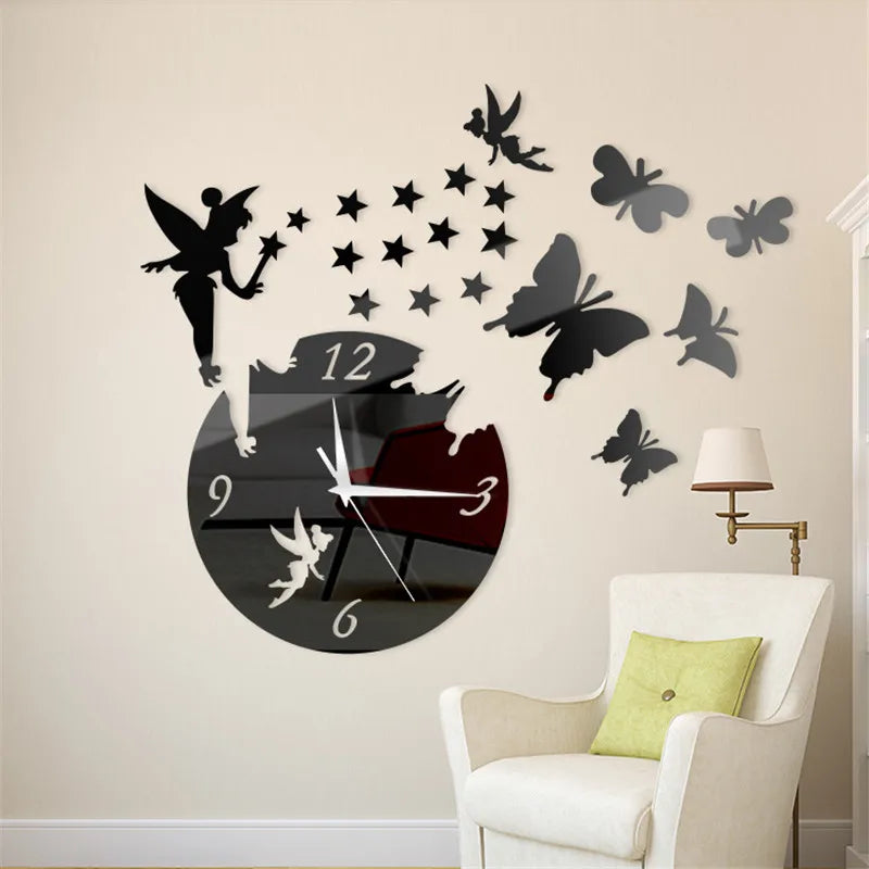 Color Acryl Spiegeluhr Modern 3D DIY - 20 Cm Leise Wohnen