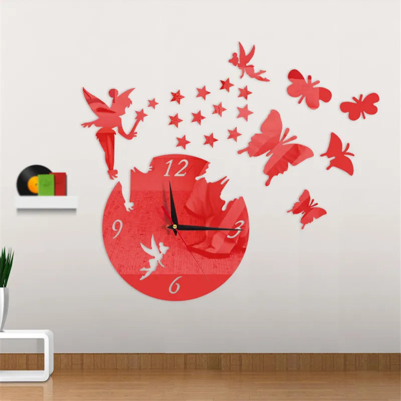Color Acryl Spiegeluhr Modern 3D DIY - 20 Cm Leise Wohnen