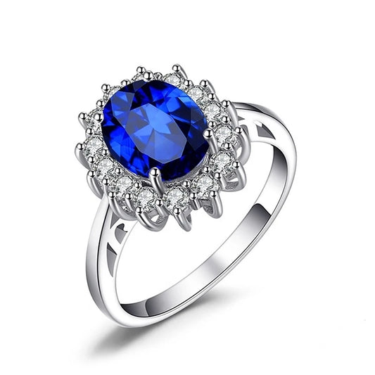 Carofeez Luxury Blue/Whtie Zircon Femei Inele Drăguț Flori Inel Pentru Femei Bijuterii Moda Accesorii Nuntă Declarație Cadou Fată