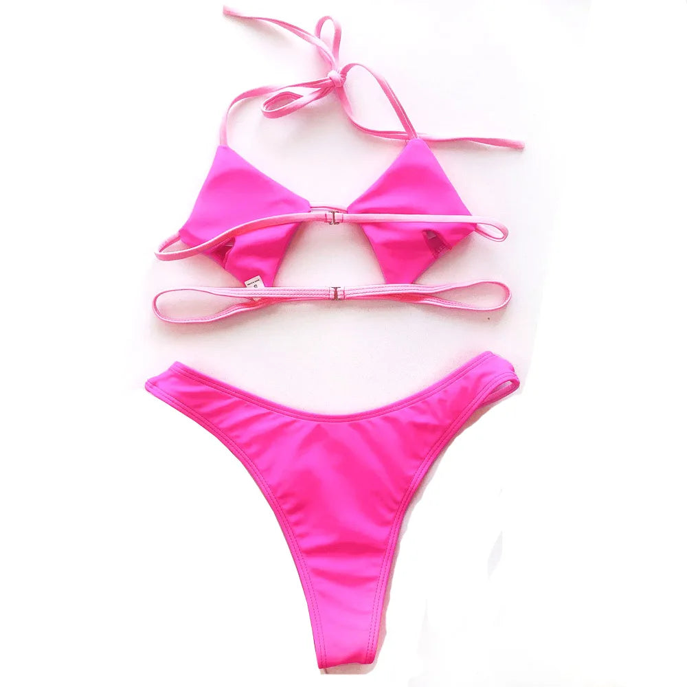 Ausgehöhlter Roter Sexy Bikini Set 2025: String Push Up Gebunden Thong - Frauen Schwimmbekleidung Brasilianischer Bikini Badeanzug Schwimm Wear Atemberaubend