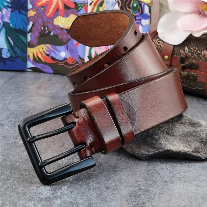 Herren Ledergürtel 2025 - Super Wide 4.2CM Luxury Thick Genuine Leather Double Buckle