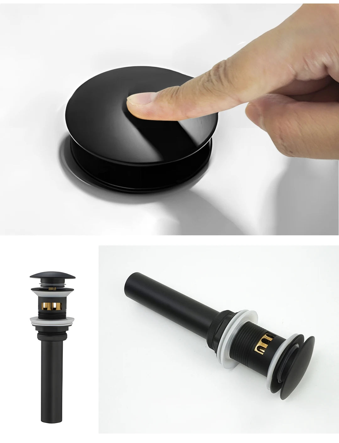 bonderis Pop Up Drain Matt Schwarz - Messing, ohne Überlauf