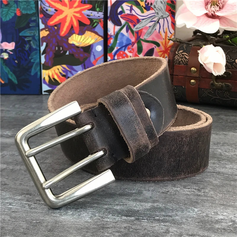 Herren Ledergürtel 2025 - Super Wide 4.2CM Luxury Thick Genuine Leather Double Buckle