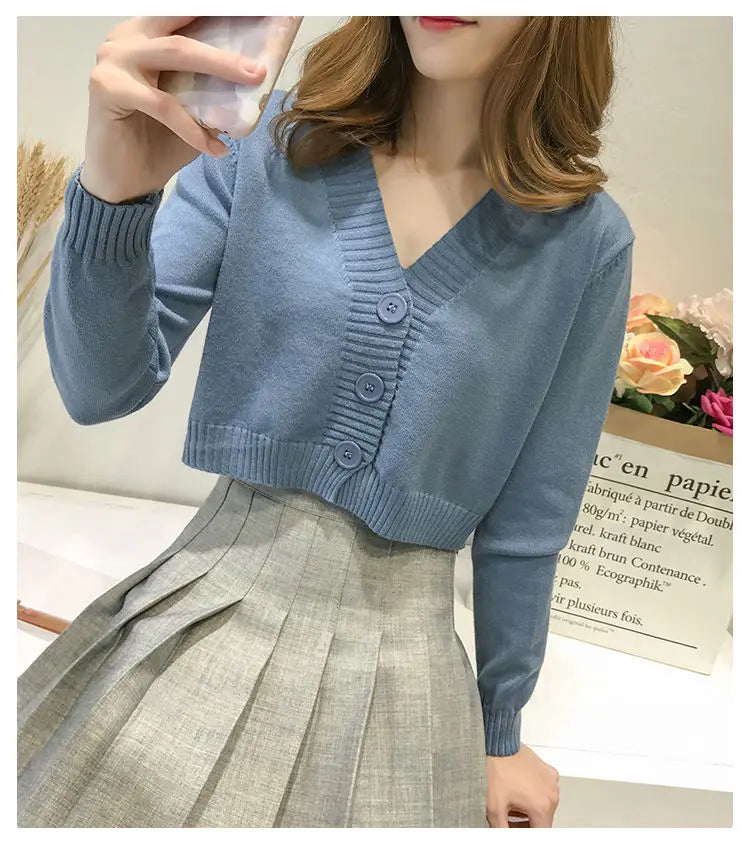 Nevettle Cropped Cardigan V Neck - Länge 4 bis 16 Zoll Gewicht 120 bis 220 g pro Quadratmeter Farbe Grün Blau