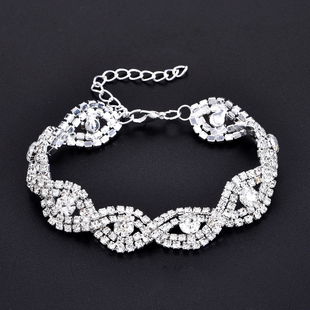 Elegant Deluxe Strass Kristall Armband Bangle Für Frauen Mode Charm Armbänder Trendy Schmuck Mädchen Geschenk