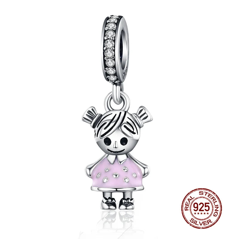 WOSTU 925 Sterling Silber Anhänger 2025: Frauen Junge Mädchen Haustier Kamera Biene AAA Cubic Zirkonia - Kaffee Marienkäfer Perlen DIY Original Armband 1.9g