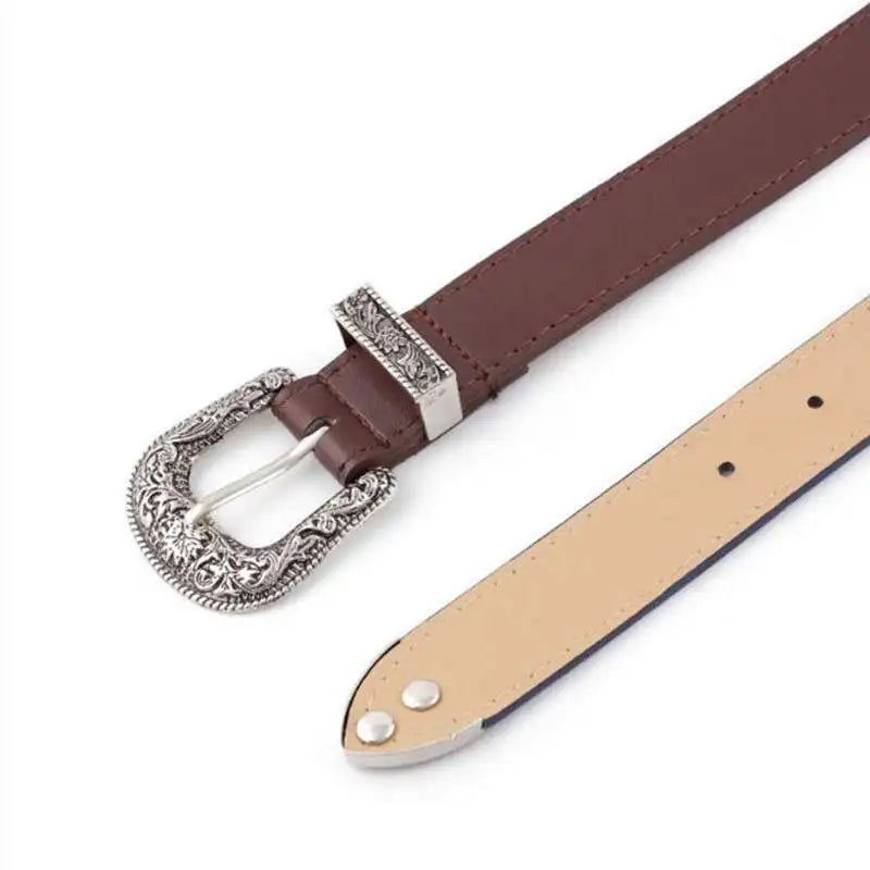 Schwarzer Leder Gürtel Frauen Metall Herz Schnalle Taille Gürtel Vintage Western Geschnitzt Jeans Damen Gürtel Hemden Taillenbund Cinturon Mujer