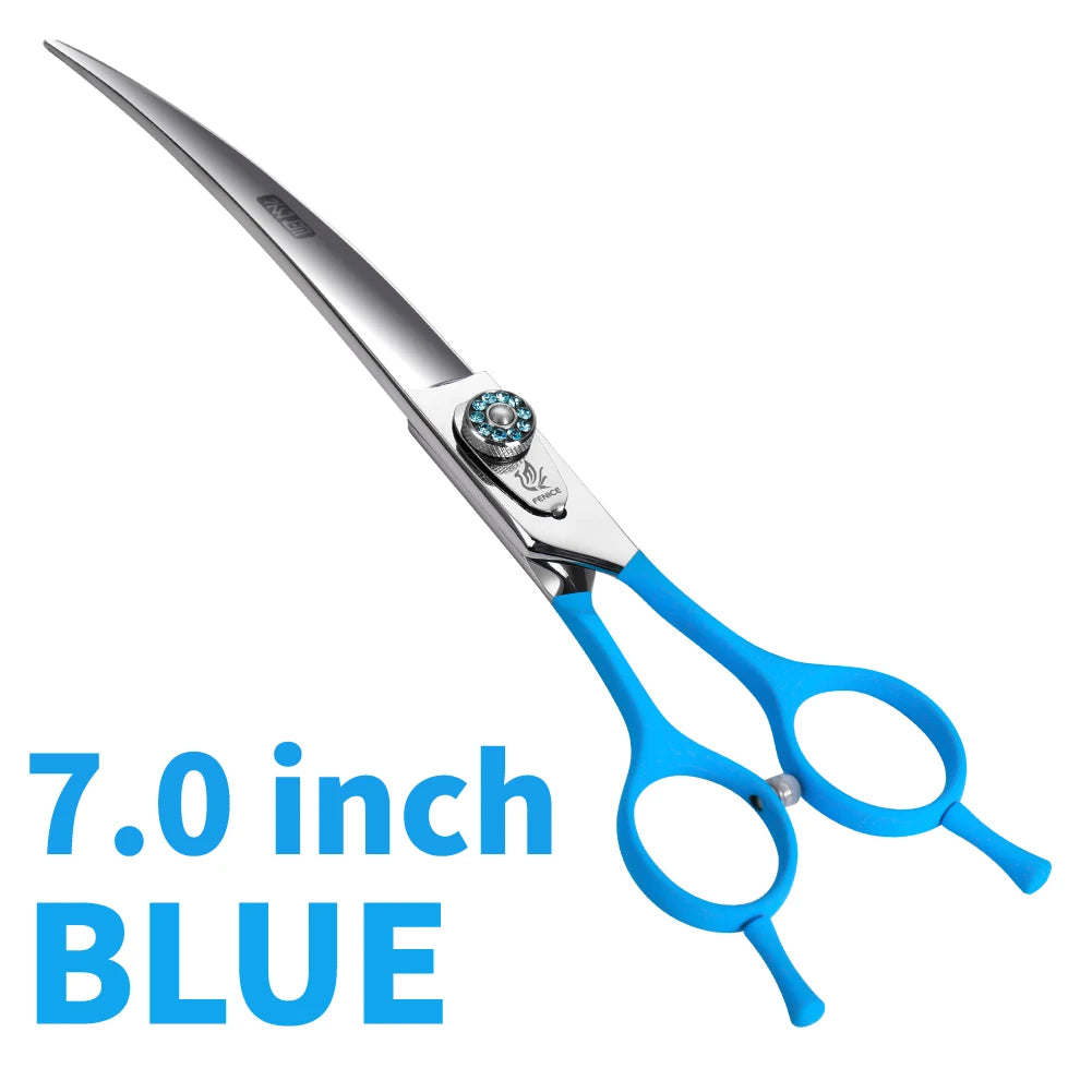 Fenice Professionell Schwarz Pflege Schere 2025: 7.0-8.0 Zoll Gebogen JP 440C Edelstahl - Teddy Pomeranian Hunde Haustier Pflege Werkzeuge Grooming