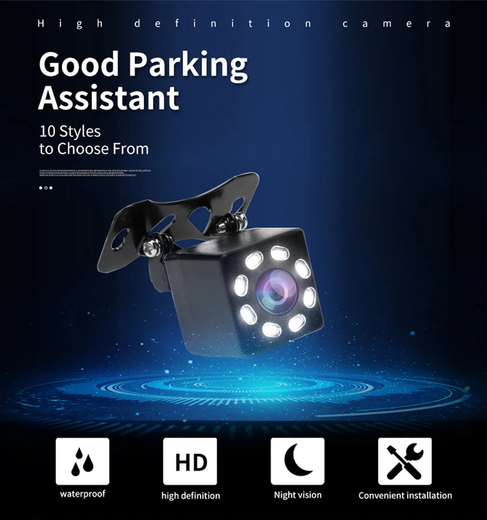 Hippcron Auto Rückfahrkamera 4 LED Nachtsicht Rückwärts Auto Parken Monitor CCD Wasserdicht 170 Grad HD Video