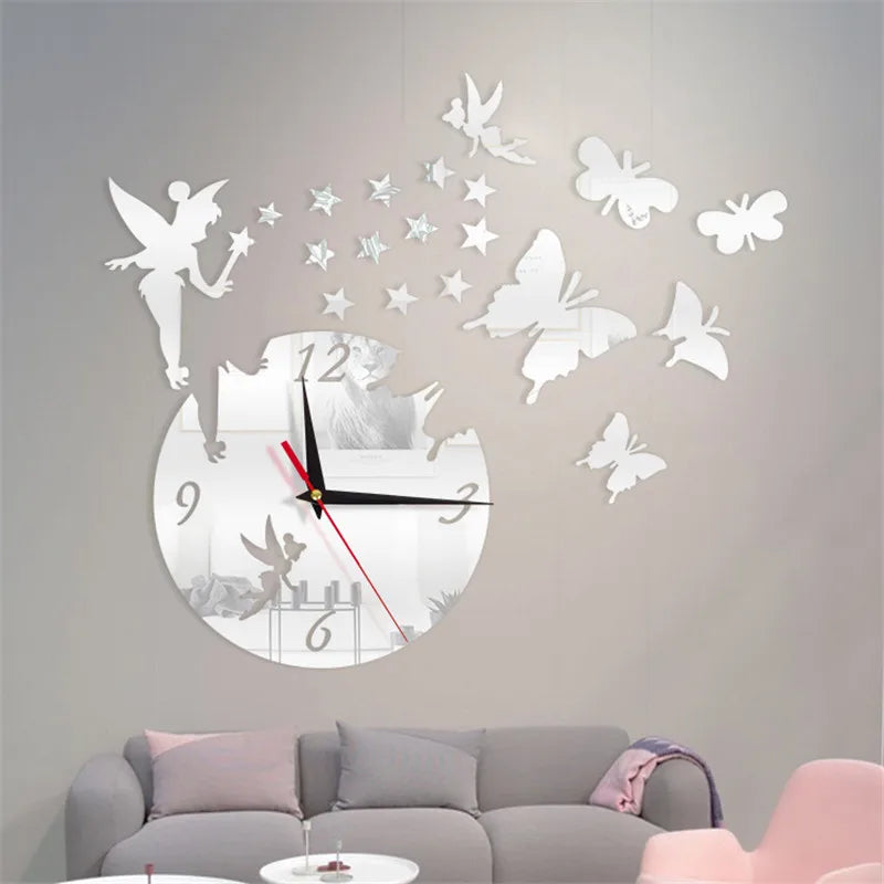Color Acryl Spiegeluhr Modern 3D DIY - 20 Cm Leise Wohnen