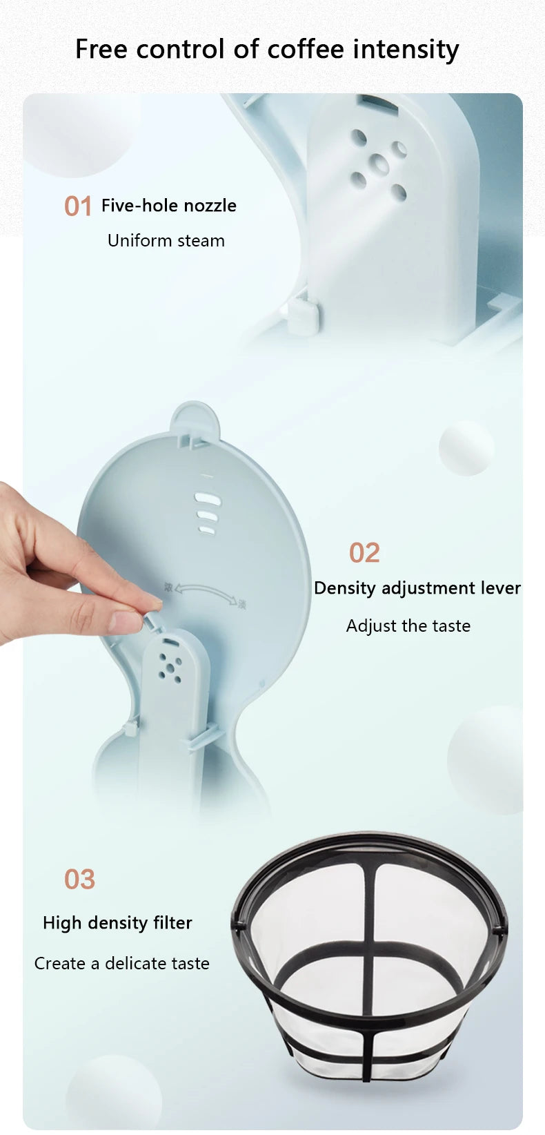 Fully Automatic Drip Coffee Maker Drip filter 600ml American coffee machine Tea Boiler Espresso Maker for home office 220V