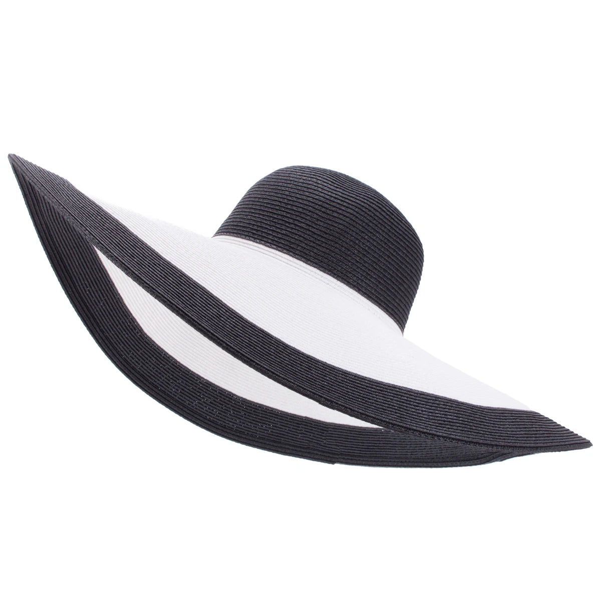 Lawliet 7.1''/18cm Faltbar Übergroß Riesig Breite Krempe Sonne Strand Stroh Hüte Hochzeit Damen Floppy Party Elegant A330