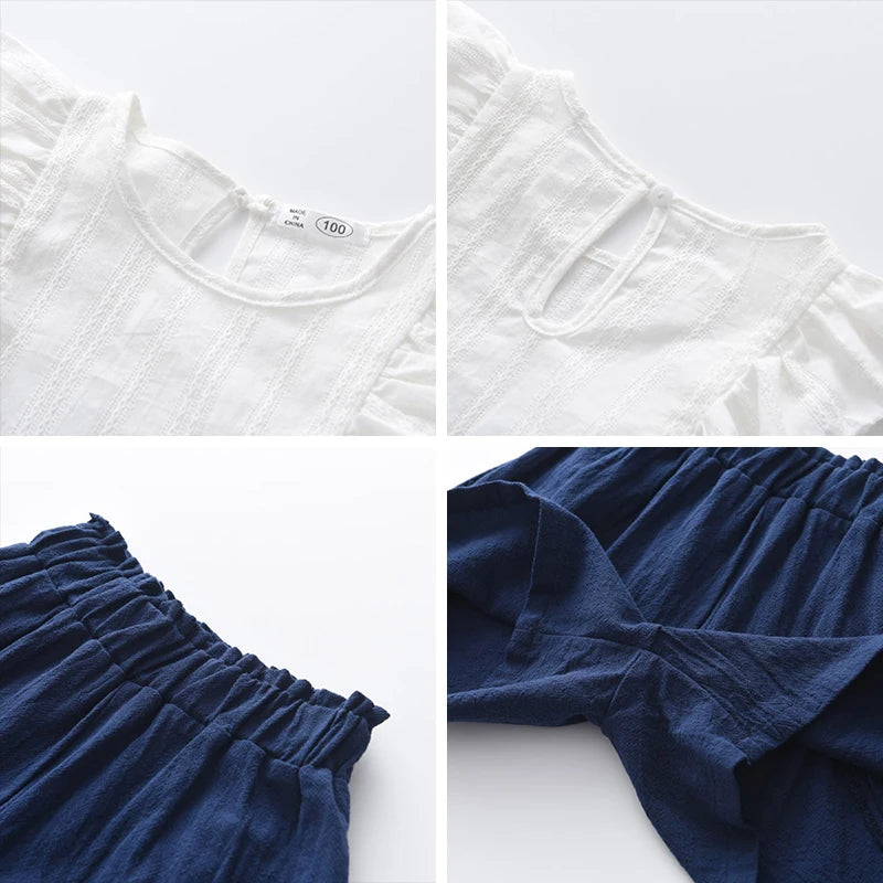 Bear Leader Neuer Sommer Casual Kinder Sets Chiffon Blumen Blau T-Shirt Hosen Mädchen Kleidung Sets Kinder Sommer Set für 3-7 Jahre