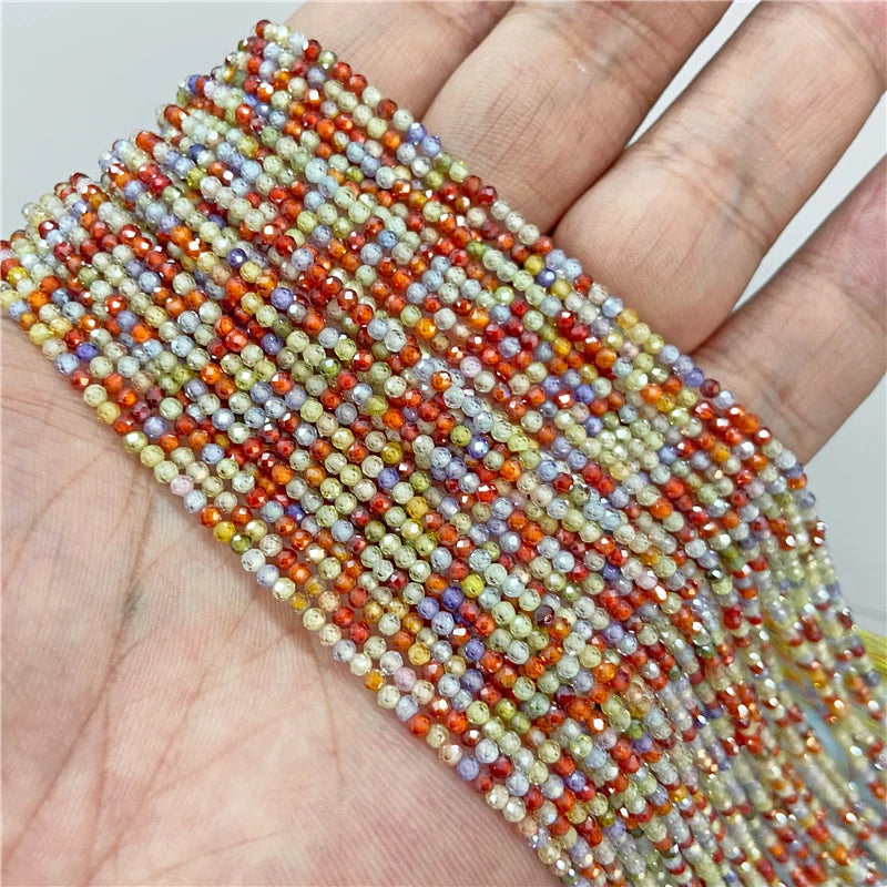 Mărgele de zirconiu Vinswet fațetate - 2-4 mm, 36-38 cm, 3-10 g