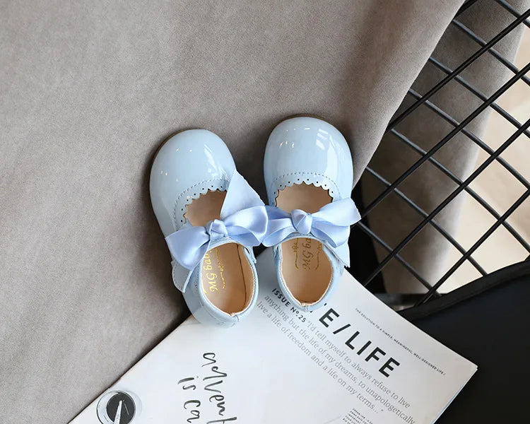 Baby Prinzessin Mädchen Schuhe 2025 - Frühling Herbst Süße Schleife Lackleder - Tanzschuhe Erste Laufschuhe Kinder