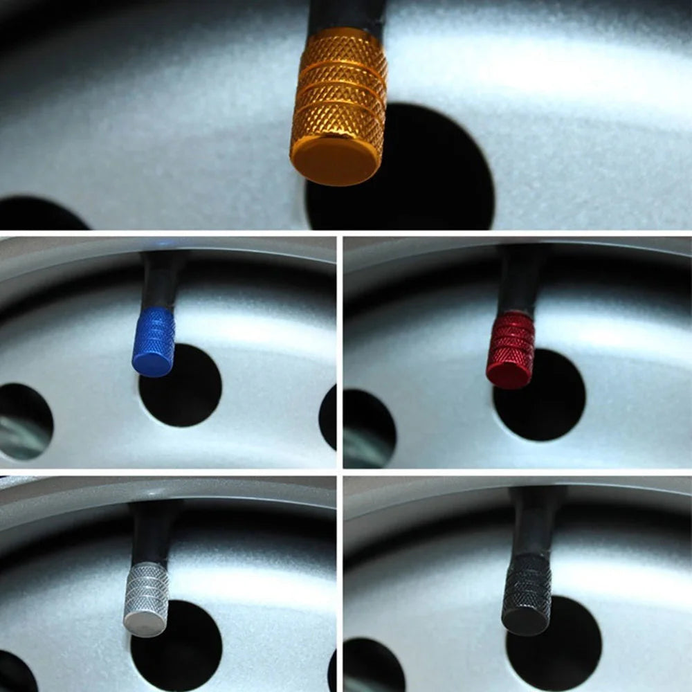 DSYCAR 4 Stück Silber Auto Reifen Ventilkappen Rändelstil Reifen Ventilkappe Aluminium Reifen Rad Ventil Luftventilkappe für US Schrader