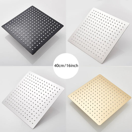 Shower Head 16 Inch Luxury Ultrathin Rainfall Shower Head Stainless Steel Chrome Nickel Bathroom Faucet Accessory