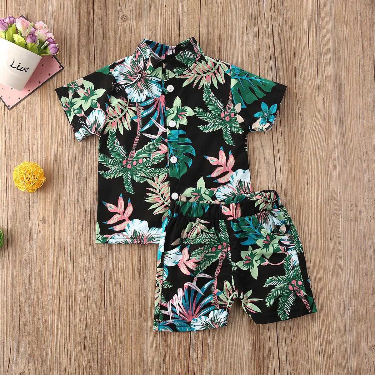 Jungen-Set 2025: SUNSION 0-5Y Kids Baby Boy Clothes Boho Summer - Floral Print Sets 2Pcs Short Sleeve Shirt+Shorts Child Boy Beach Wear Casual Outfits Collection