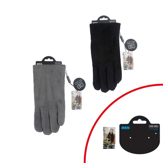 Herren Winter Handschuhe » gefütterte Handschuhe » Winterhandschuhe mit Teddy Fütterung » Suede mit Linien » Fingerhandschuhe Smartphone Touch-Funktion