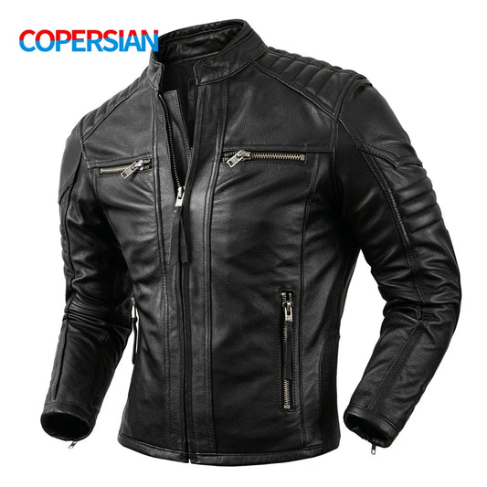 BikerX Milano Lederjacke Vintage Biker - Rindsleder L