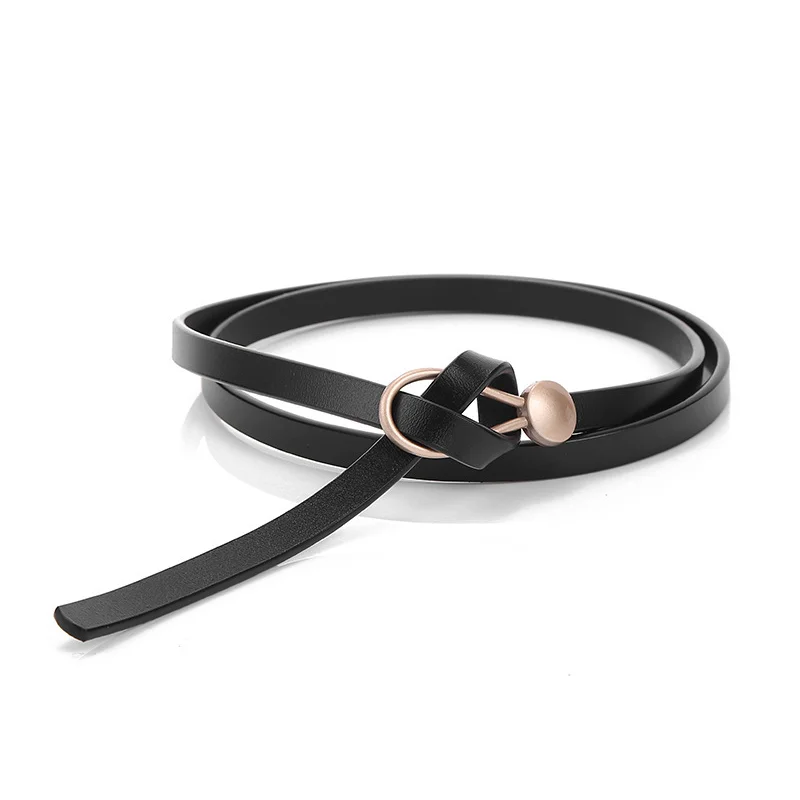 Designer Belts For Women Genuine Leather Knot Dress Belt Long Thin Waistband Gold Buckle Black Ceinture Femme Easy Cummerbunds