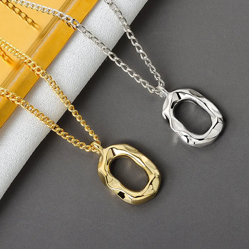 Colier cu pandantiv geometric, elegant, rotund, de culoare aurie, din argint, elegant, bijuterii fine pentru femei, nuntă, petrecere, Bijoux