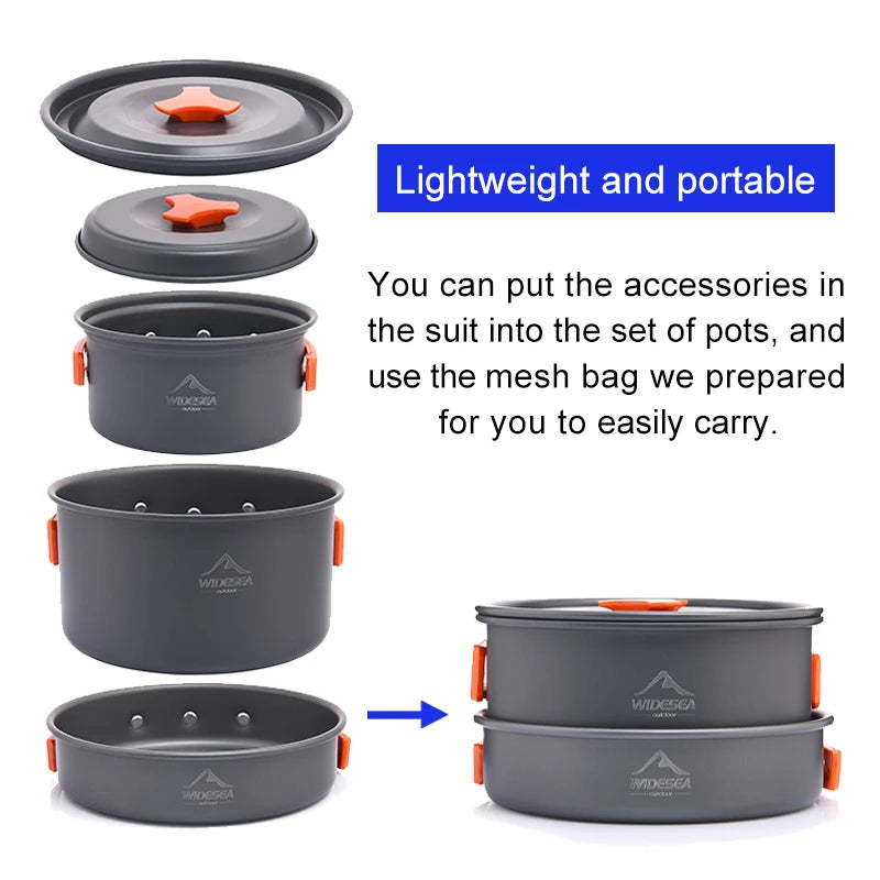 Camping-Kochset 2025: Widesea Outdoor Cookware - Tableware Hiking Picnic Travel Equipment Collection