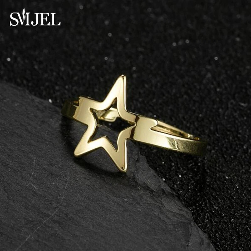 New Punk Geometric Ring for Men Women Exaggerated Stainless Steel Jewelry Opening Adjustable Ring Anillo Hombre Bijoux 2021 Gift