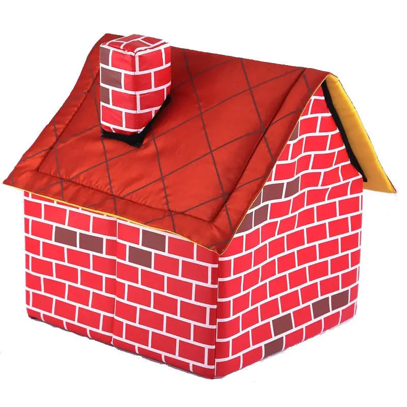 Katze Welpe Home Tragbar 2025 - Rote Ziegel Haustier Hunde Haus - Warm Gemütlich Katzen Bett Hunde Zwinger Abnehmbar Travel House