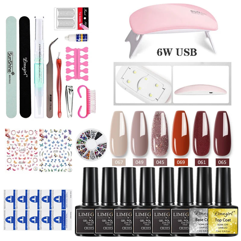 Manicures Set UV LED Lamp Dryer With 12/6 pcs Nail Set Gel Polish Kit Soak Off Manicure Tools Set electric Nail drill Nail Tools